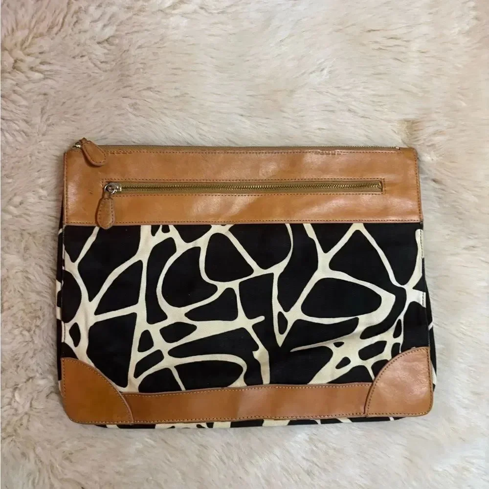 Diane Von Furstenberg Black and Tan Clutch
